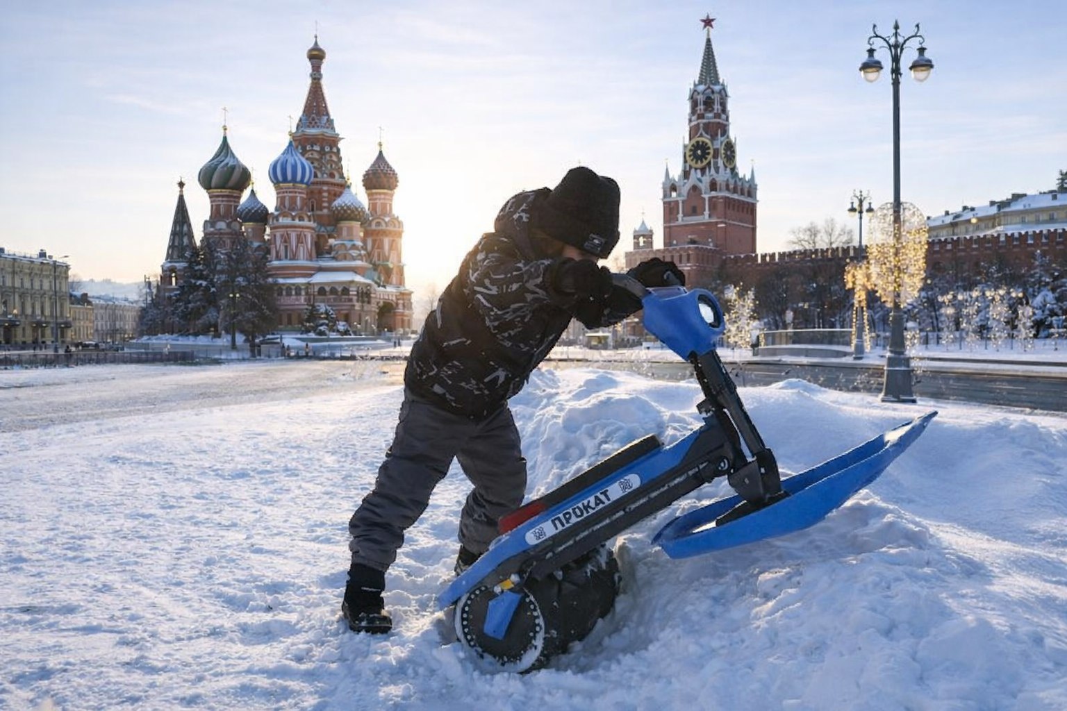 Зимний шеринг в городе: электроснегоходы